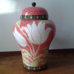 Jan du Toit - Pink & White Tulip Pot with Lid (SOLD) - Image 2