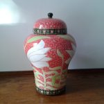 Jan du Toit - Pink & White Tulip Pot with Lid (SOLD)