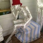 Life-size Mosaic Mirrored Seated Female Mannequin Glass Statue (SOLD)