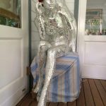 Life-size Mosaic Mirrored Seated Female Mannequin Glass Statue (SOLD) - Image 6