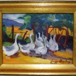 Yvonne Steynberg (1928–2003) - Geese Through Farm Gate